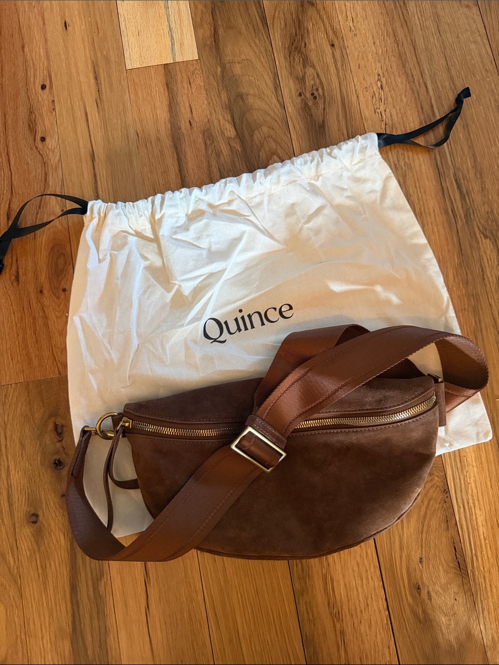 Quince Quinn Suede Sling Bag | Whiskey - Picture 5 of 9